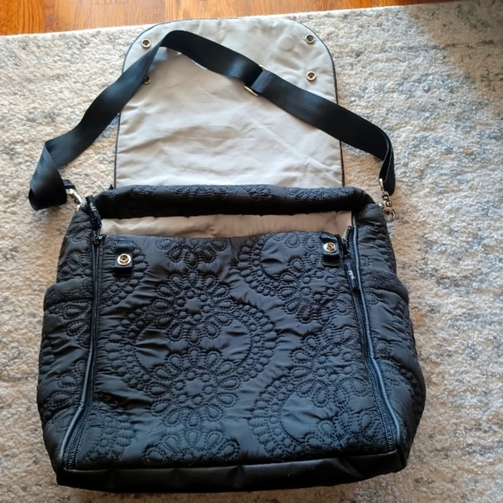 Petunia Pickle Bottom Embossed Black Diaper Bag